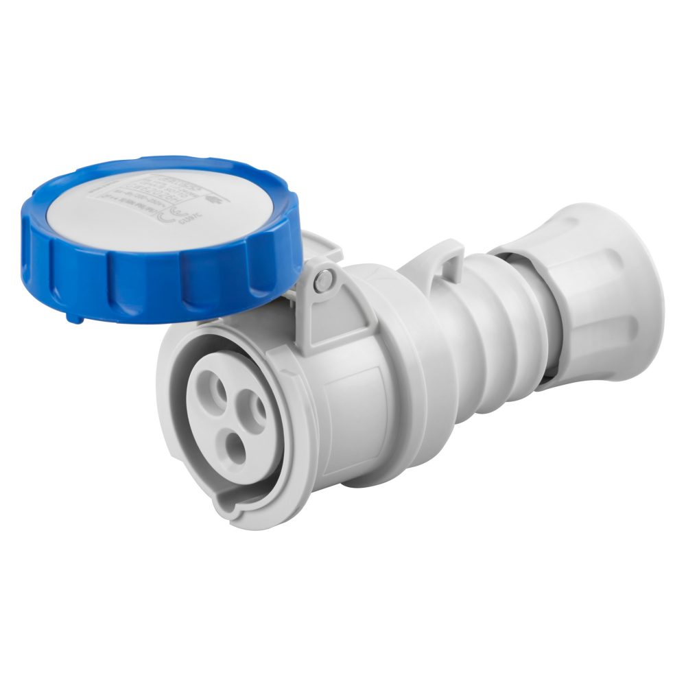  straight connector hp - ip66/ip67/ip68/ip69 - 2p+e 16a 200-250v 50/60hz - blue - 6h - screw wiring