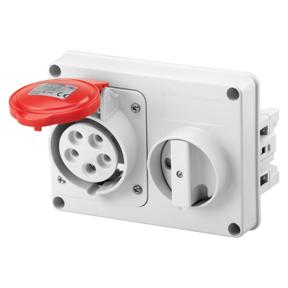  presa fissa interbloccata orizzontale - senza fondo - senza base portafusibili - 3p+n+t 32a 346-415v - 50/60hz 6h - ip44
