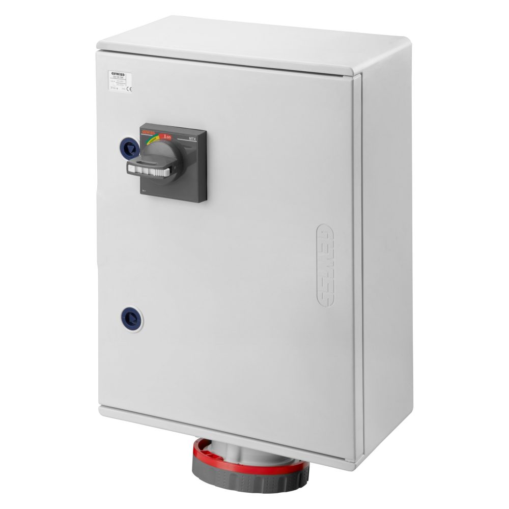  fixed vertical socket outlet - surface mounting - miniature circuite breaker -3p+n+e 125a 400v 6h - ip66