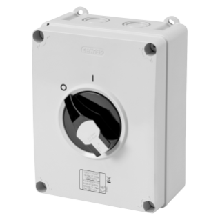 ROTARY ISOLATOR SWITCH - HP - COMMAND - ISOLATING MATERIAL BOX - 80A 3P+N - LOCKABLE BLACK KNOB - IP66/67/69