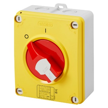 Surface-mounting isolator - emergency version with lockable red knob - IP66/IP67/IP69