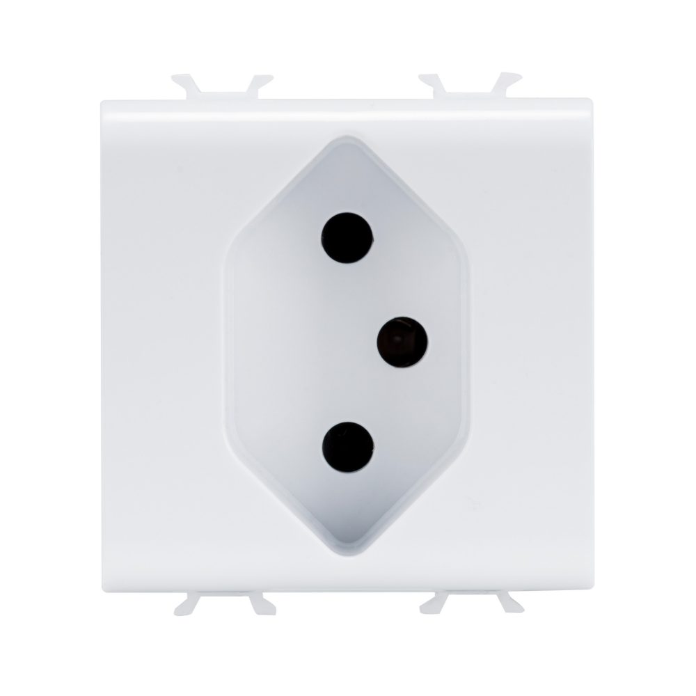  swiss standard socket-outlet - 250 v ac - 2p+e 10a - type 13 - 2 modules - glossy white - chorusmart