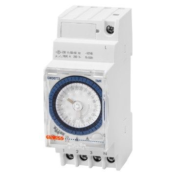 interruttore orario giornaliero - riserva carica 150h - 1 contatto in scambio - 2 moduli