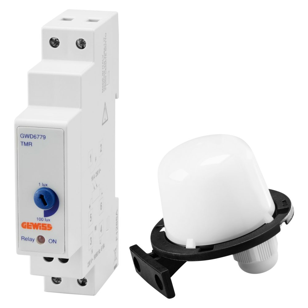 interrupteur crepuscolar - sonde exterieur - 1…100 lux - 1 contact na - 1 module