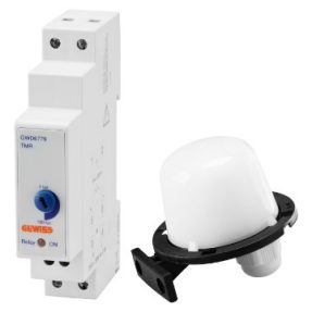 soumrakový spínač – venkovní sonda – 1…100 luxů – 1 spínací kontakt – 1 modul