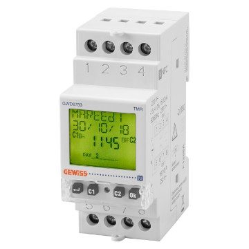  WEEKLY TIME SWITCH - CHARGE RESERVE 5 YEARS - 2 CHANGEOVER CONTACTS - 2 MODULES