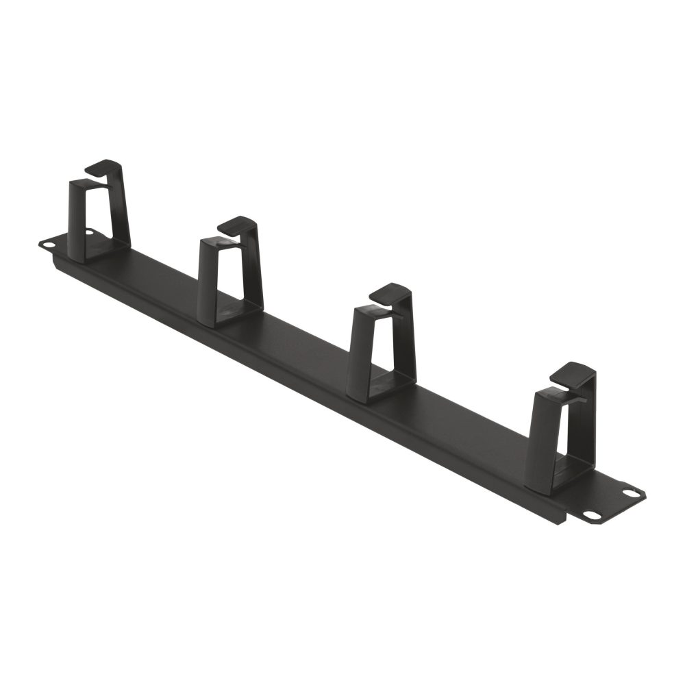  19" kabelbeheerpaneel - met 4 ringen - 1u - zwart