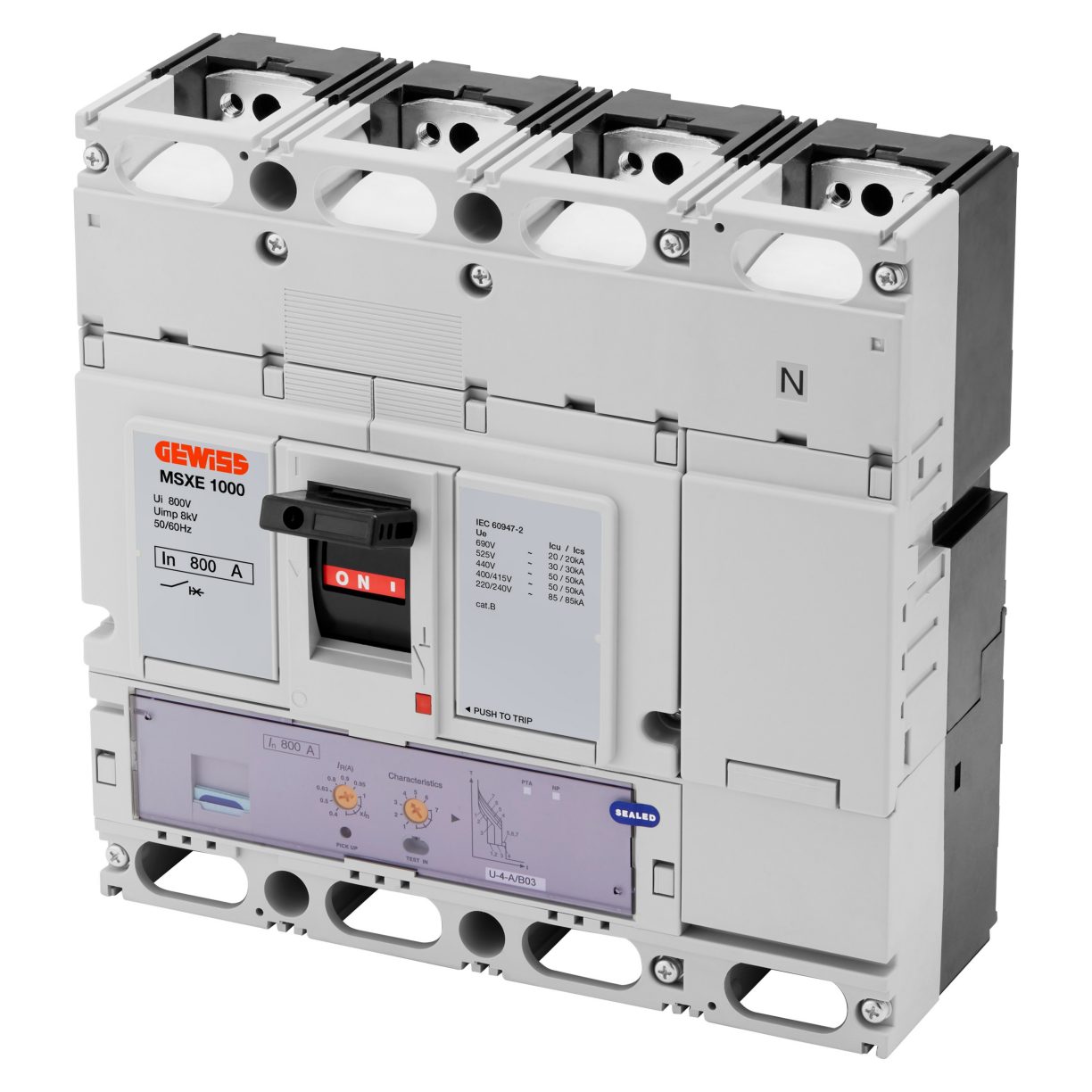 MSXE 1000 - MCCB WITH ELECTRONIC RELEASE - LSI - 50kA 3P+N 800A 690V ...