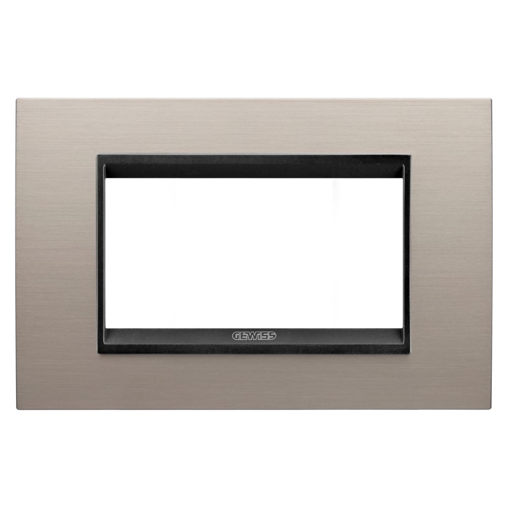  plaque lux - en métal - 4 modules - aluminium brossé - châssis interne noir mat - chorusmart