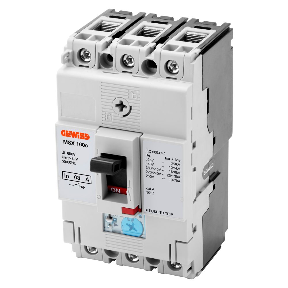  msx 160c - compact moulded case circuit breakers - adjustable thermal and fixed magnetic release - 16ka 3p 25a 525v