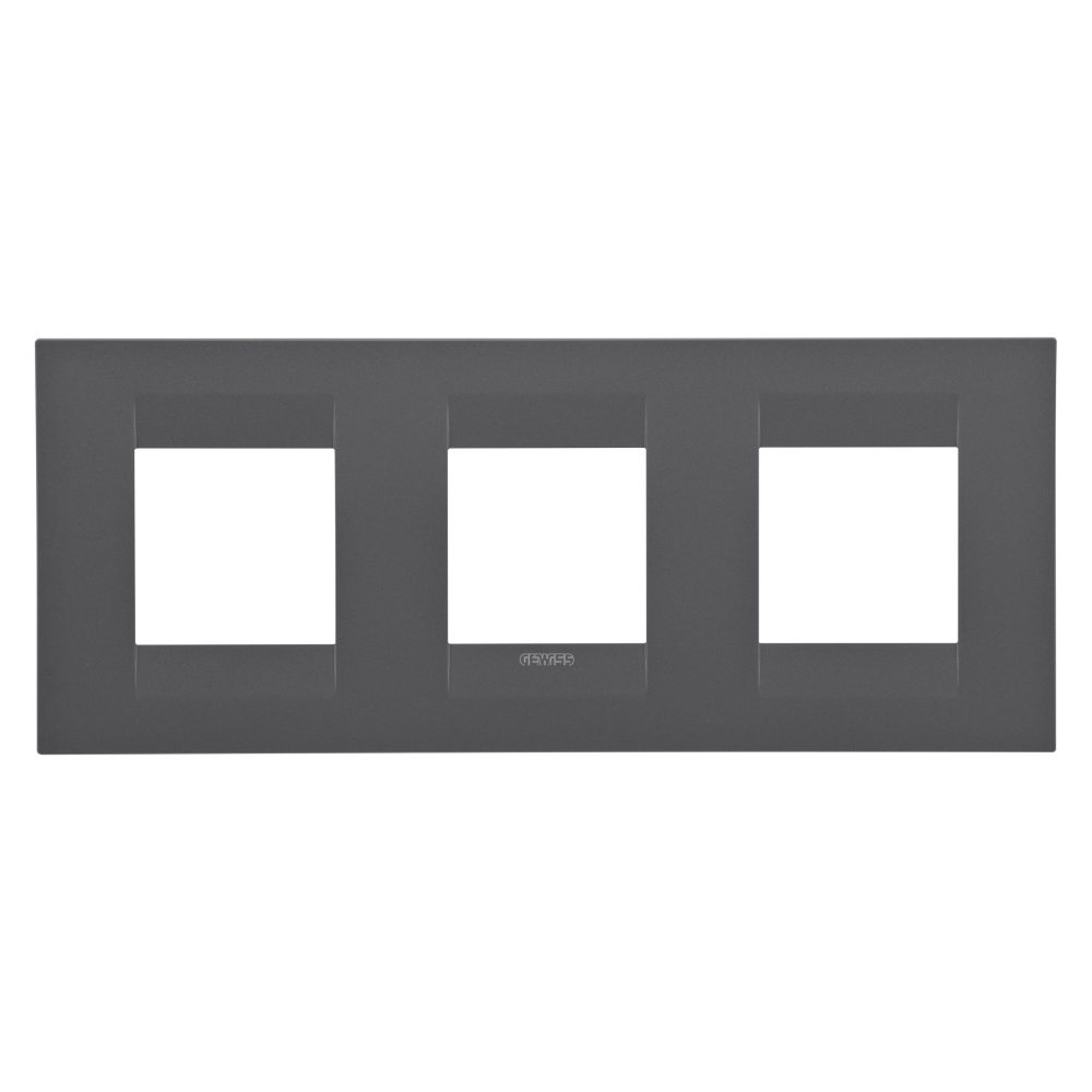  placa geo international - tecnopolímero barnizado - 2+2+2 módulos horizontal - negro satinado - chorusmart
