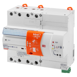 RESTART Z AUTOTEST PRO - POŁĄCZONY Z WYŁĄCZNIKIEM RÓŻNICOWO-PRĄDOWYM - 4 BIEGUNY - 40 A TYP B[IR] Idn=0,3 A 400 V - 7 MODUŁÓW EN 50022