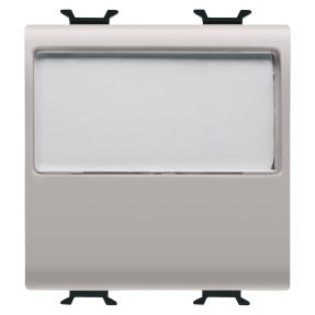 BUTON CU PLĂCUȚĂ de identificare ILUMINATĂ 250V ac - NO 10A - 2 MODULE - BEJ SATINAT NATURAL - CHORUSMART
