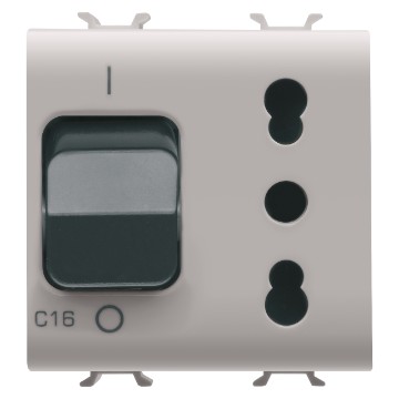 Interlocked switched socket-outlets with miniature circuit breaker - 230V ac