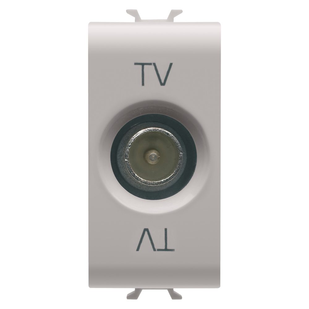  base para tv, protección de clase a - conector macho iec 9,5 mm - alimentación 5 db - 1 módulo - beige natural satinado - chorusmart