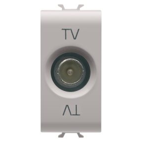 priză tv coaxială, ecranare clasa a - conector tată iec 9,5 mm - directă cu trecere de curent - 1 modul - bej satinat natural - chorusmart