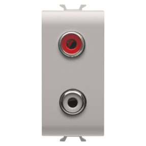 prise audio et vidéo - double rca - 1 module - beige naturel satin - chorusmart