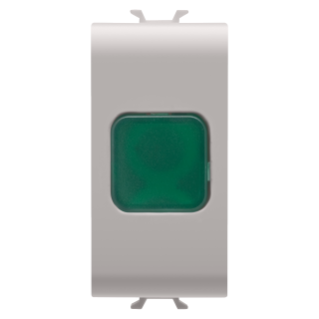 SINGLE INDICATOR LAMP - GREEN - 1 MODULE - NATURAL SATIN BEIGE - CHORUS