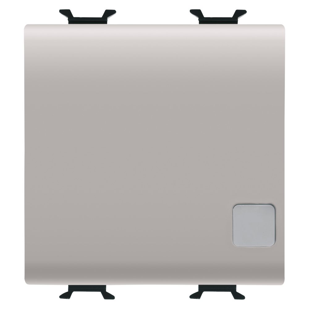  push-button 1p 250v ac - quick wiring terminals - no 16a illuminable - with replaceable neutral lens - 2 modules - natural satin beige - chorusmart