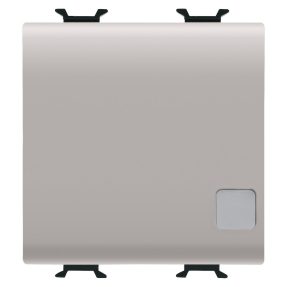 INTERRUPTEUR SIMPLE 1P 250 Vca - 16AX LUMINEUX - AVEC LENTILLE REMPLAÇABLE - 2 MODULES - BEIGE NATUREL SATIN - CHORUSMART