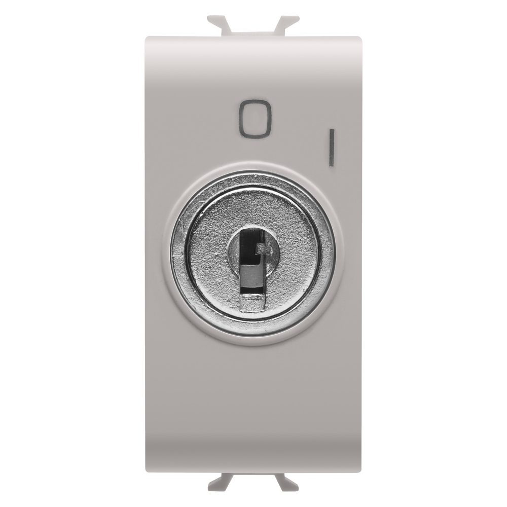 anahtar 2p 250v ac - 10ax - anahtarli - sembol 0/1 - 1 modül - naturel saten bej - chorusmart