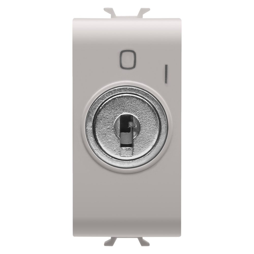  PUSH-BUTTON 2P 250V ac - NO 10A - WITH KEY - 1 MODULE - NATURAL SATIN BEIGE - CHORUSMART