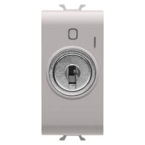 INTERRUPTEUR SIMPLE 2P 250 Vca - 10AX - AVEC CLÉ - SYMBOLE 0/1 - 1 MODULE - BEIGE NATUREL SATIN - CHORUSMART