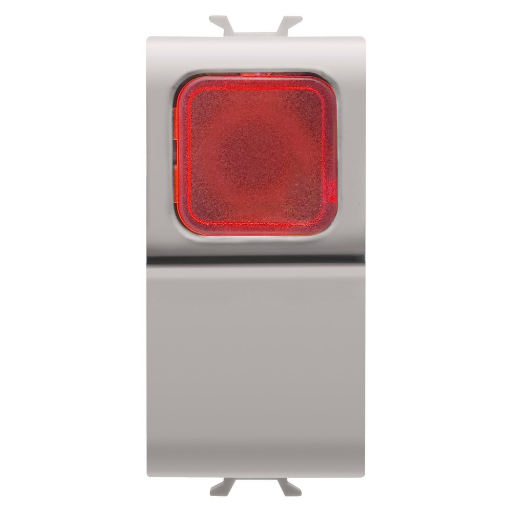  pulsante unipolare 250v ac - na 16a - diffusore rosso - 1 modulo - natural beige satinato - chorusmart