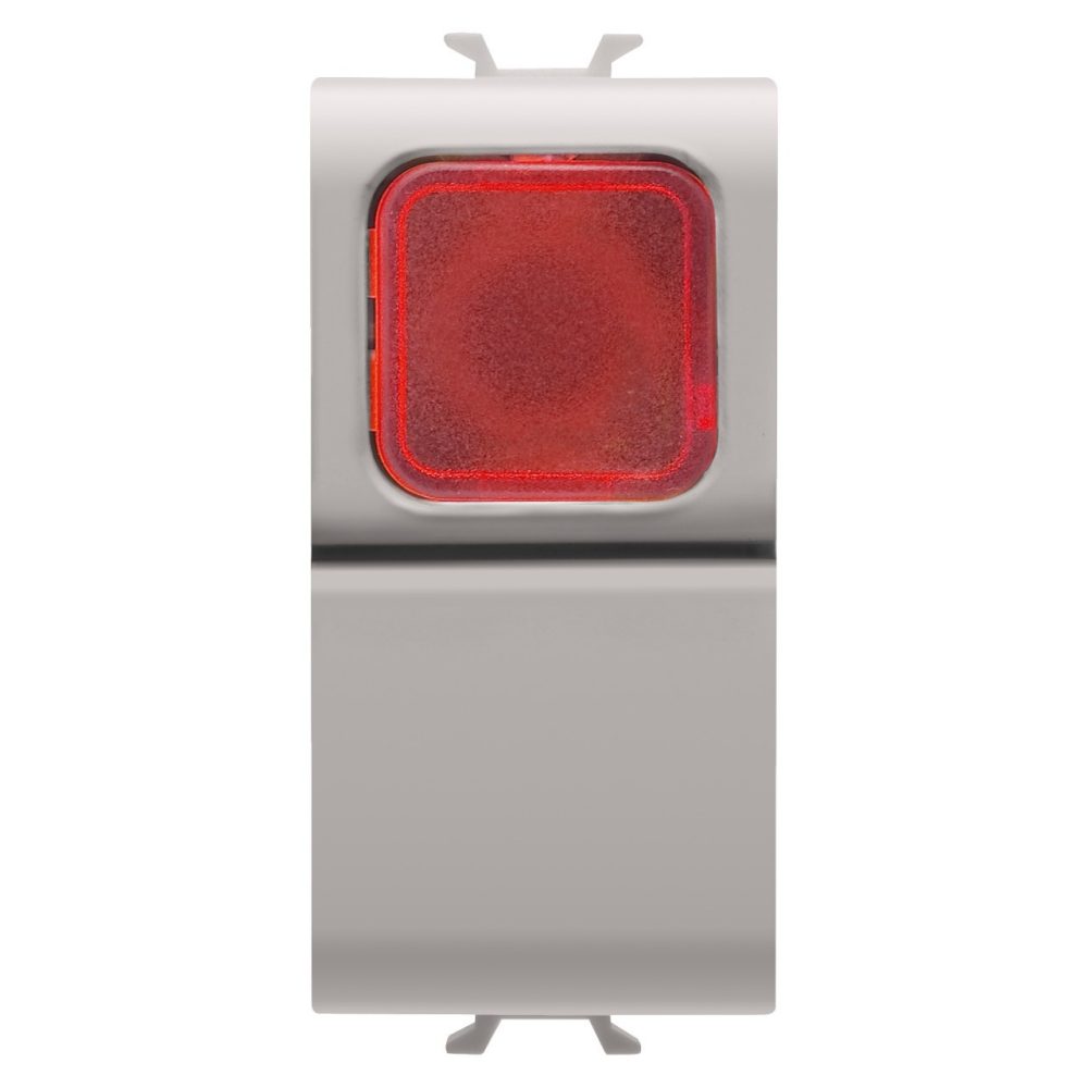  לחצן ‎1P ‏V ac250 - NO ‎16A - מפזר אור אדום - 1‏‎‏‎ מודול - בז' סטן (מט) טבעי - CHORUSMART