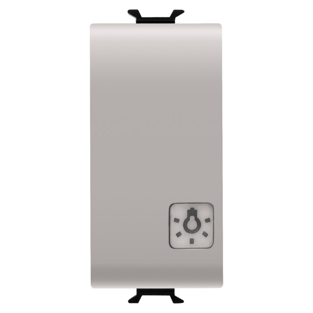  BOUTON-POUSSOIR 1P 250 Vca - NO 16A AVEC DIFFUSEUR - AVEC LENTILLE REMPLAÇABLE - SYMBOLE ÉCLAIRAGE - 1 MODULE - BEIGE NATUREL SATIN - CHORUSMART