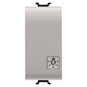 push-button 1p 250v ac - no 16a illuminable - with replaceable neutral lens - symbol light - 1 module - natural satin beige - chorusmart