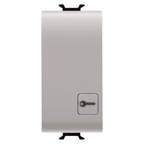 push-button 1p 250v ac - no 16a illuminable - with replaceable neutral lens - symbol key - 1 module - natural satin beige - chorusmart