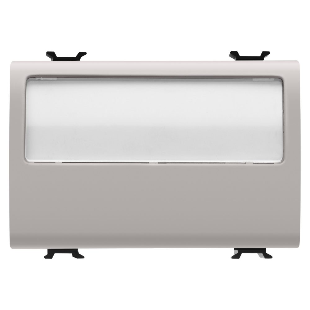  pulsante con targa portanome illuminabile 250v ac - na 10a - 3 moduli - natural beige satinato - chorusmart