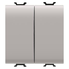 COMUTATOR DUBLU CU DOUĂ CĂI 250V c.a. - BORNE DE CABLARE RAPIDĂ - 1P 16AX - BUTON NEUTRU - 2 MODULE - BEJ SATINAT NATURAL - CHORUSMART