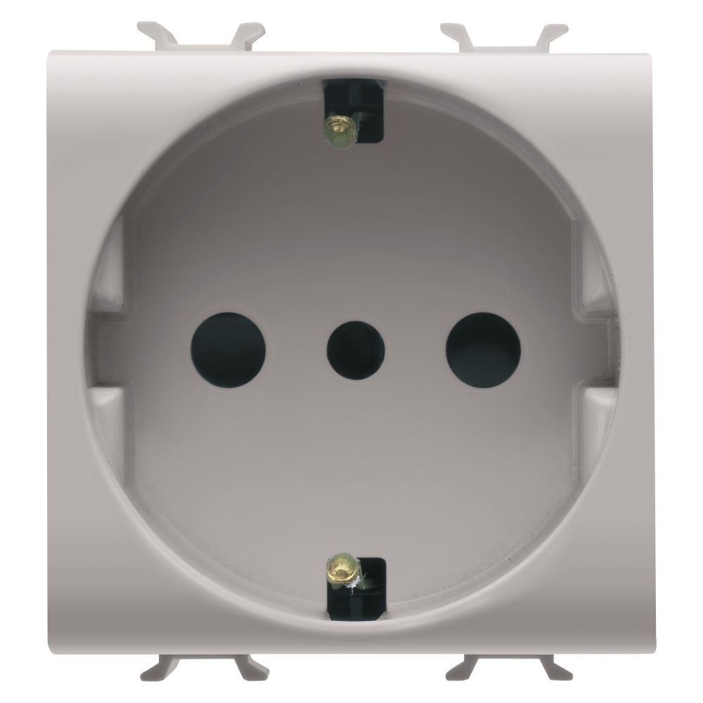  italian/german standard socket-outlet 250v ac - 2p+e 16a - p30 - 2 modules - natural satin beige - chorusmart