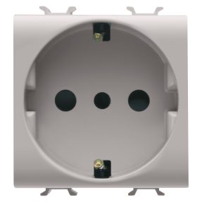 italian/german standard socket-outlet 250v ac - 2p+e 16a - p30 - 2 modules - natural satin beige - chorusmart
