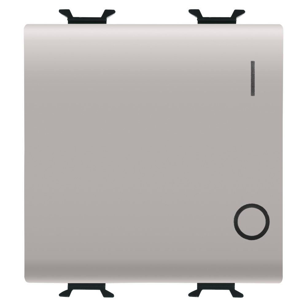  interruttore bipolare 250v ac - morsetti cablaggio rapido - 16ax - tasto neutro - simbolo 0/1 - 2 moduli - natural beige satinato - chorusmart