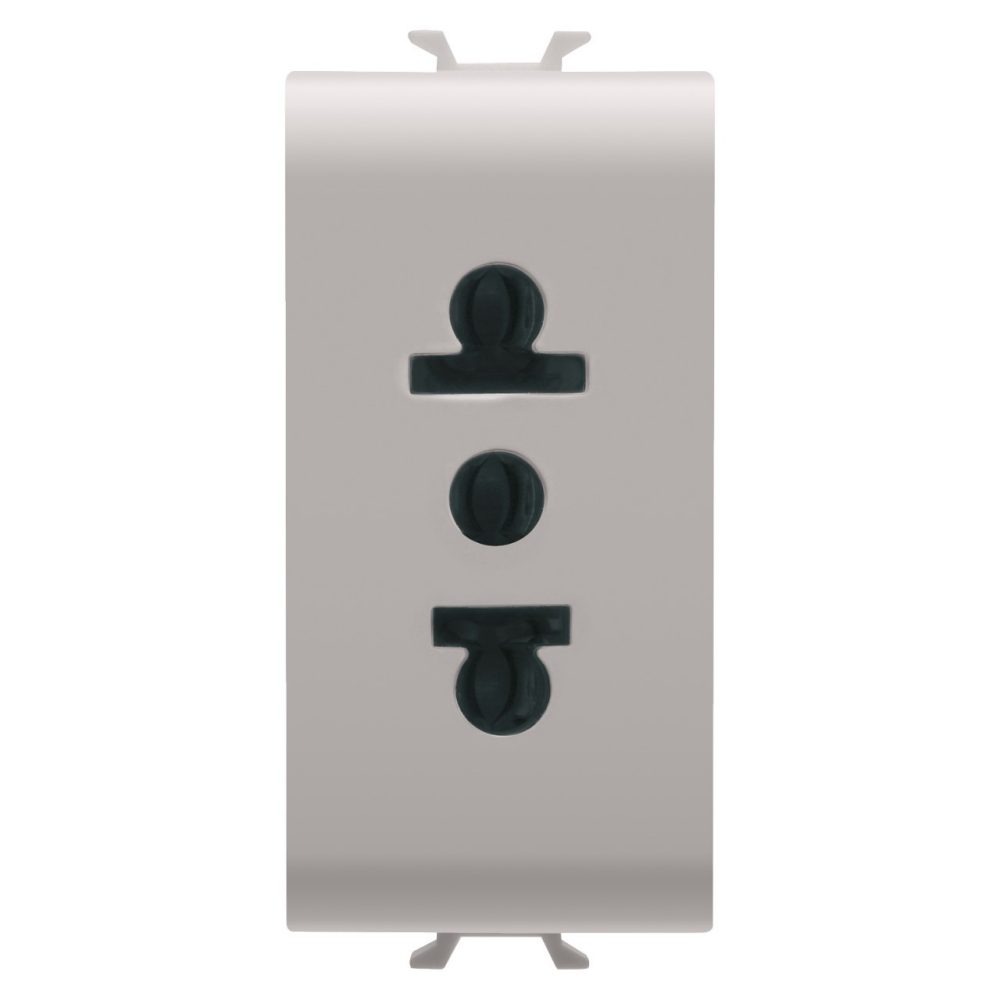  שקע בתקן אירופי-אמריקאי ‎250/125V ac - ‎2P+E 15A - 1‏‎‏‎ מודול - בז' סטן (מט) טבעי - CHORUSMART