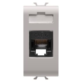 rj45 prise - catégorie 6 - utp - 1 module - beige naturel satin - chorusmart