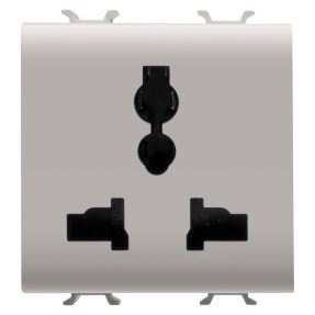 priză multistandard 2p+e - 13a/250v c.a. - 15a/127v c.a. - 2 module - bej satinat natural - chorusmart