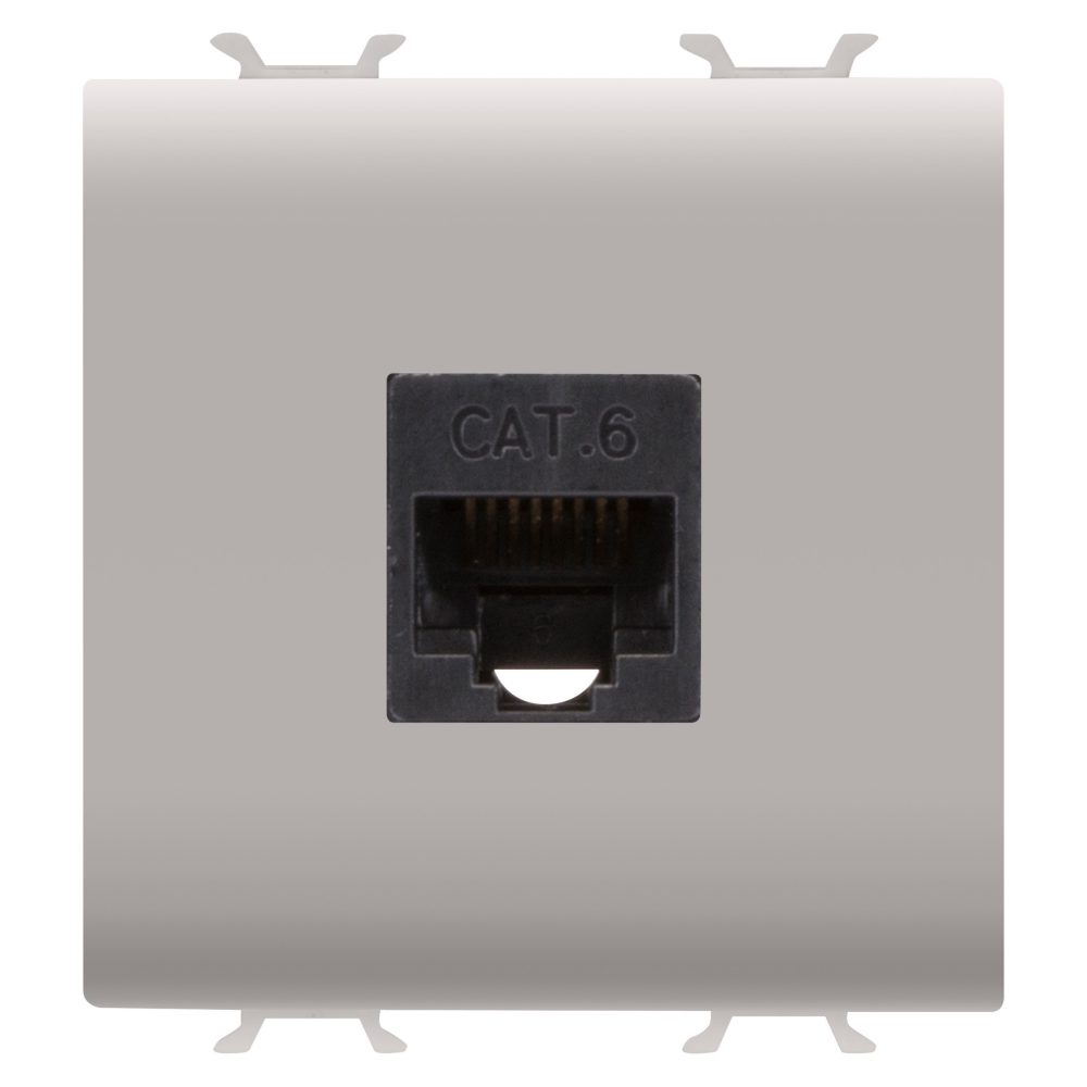 presa rj45 - categoria 6 - utp - 2 moduli - natural beige satinato - chorusmart
