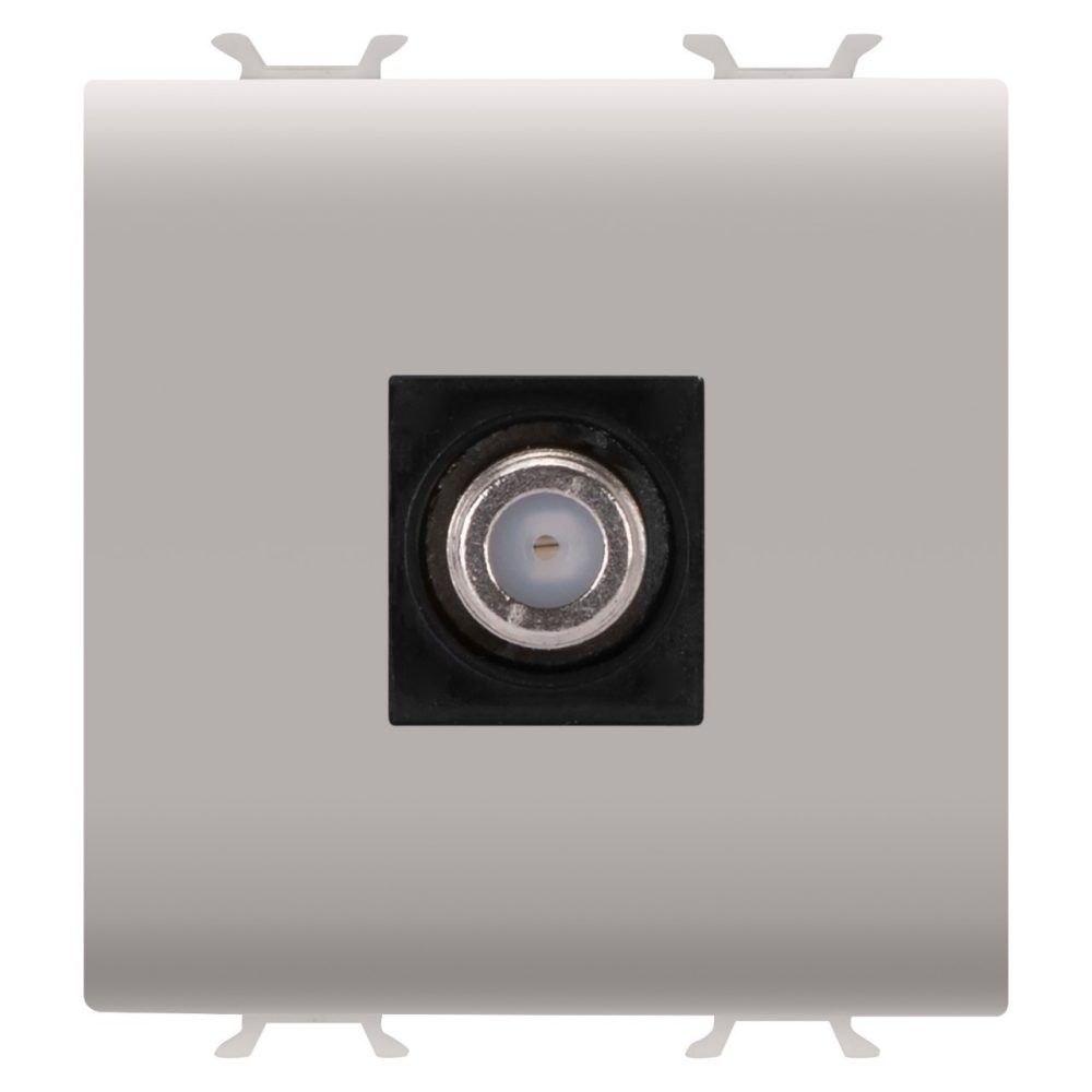  PRESA COASSIALE TV SCHERMATURA CLASSE A - CONNETTORE F FEMMINA - DIRETTA - 2 MODULI - NATURAL BEIGE SATINATO - CHORUSMART