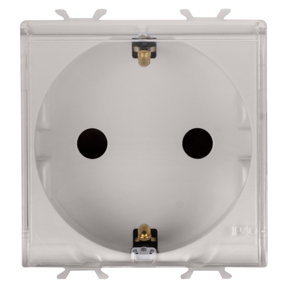  presa standard tedesco 250v ac - 2p+t 16a - 2 moduli - con coperchio - natural beige satinato - chorusmart