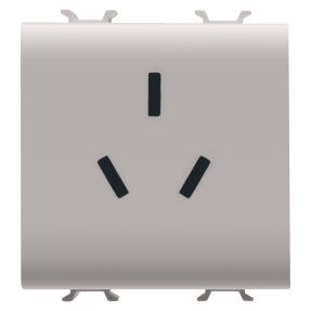 base norma china - 250 vca - 2p+t 10a - 2 módulos - beige natural satinado - chorusmart