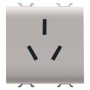 base norma china - 250 vca - 2p+t 16a - 2 módulos - beige natural satinado - chorusmart