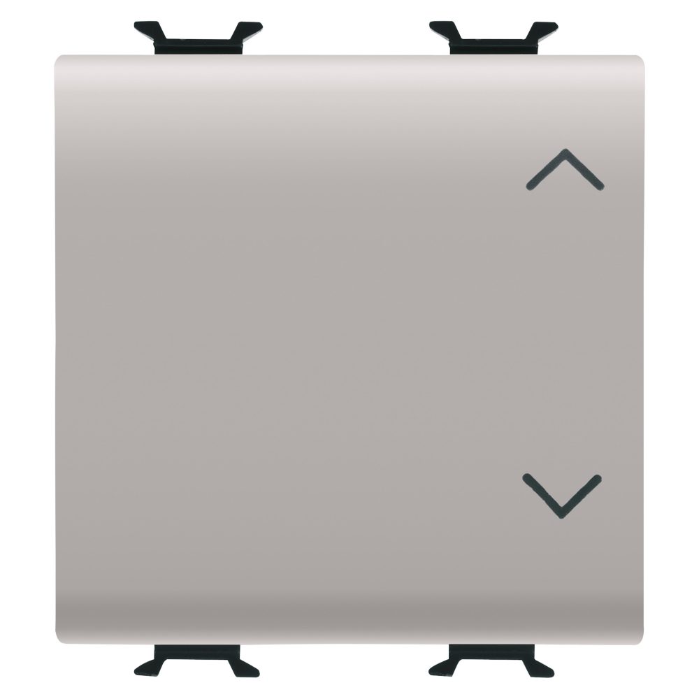  commutatore unipolare 250v ac - 10ax - tasto neutro - simbolo su-giu' - 2 moduli - natural beige satinato - chorusmart
