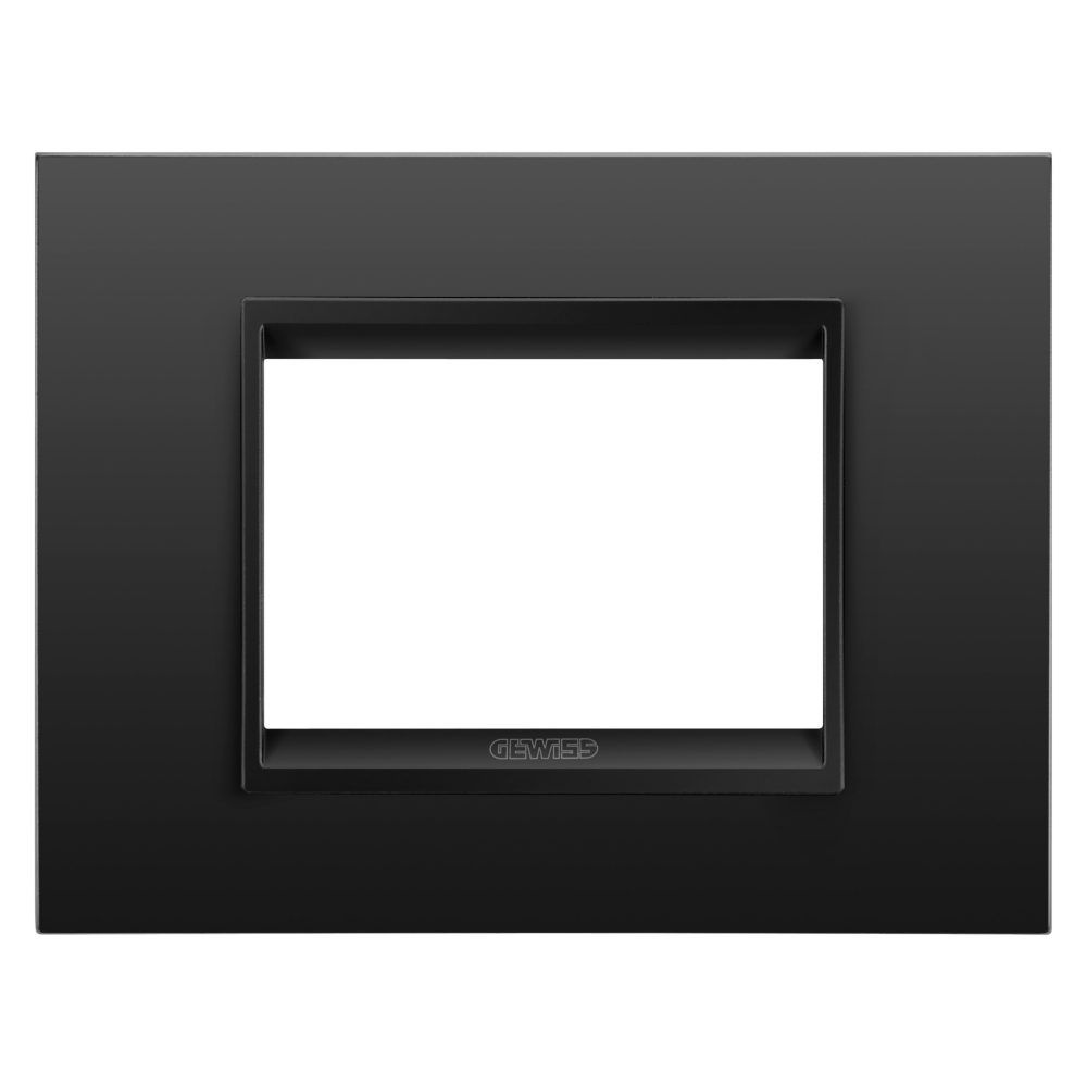  placa lux - en metal - 3 módulos - negro satinado monocromo - chorusmart