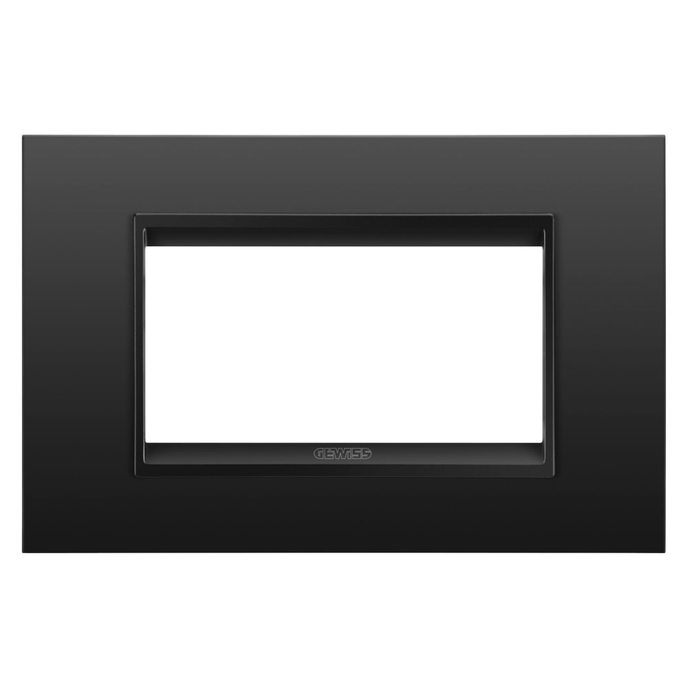  placa lux - en metal - 4 módulos - negro satinado monocromo - chorusmart