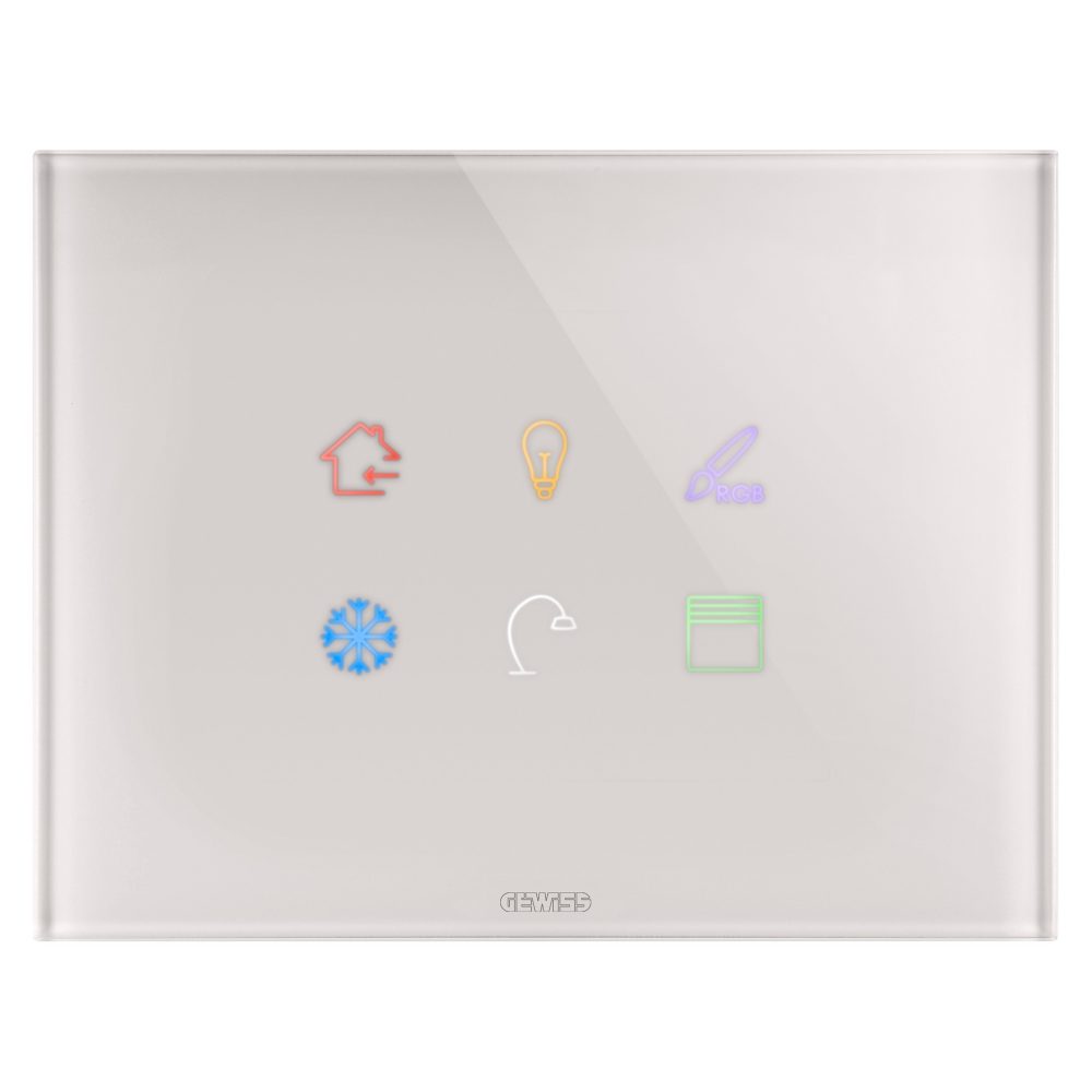  placa ice touch knx - cristal - 6 áreas táctiles - beige natural - chorusmart