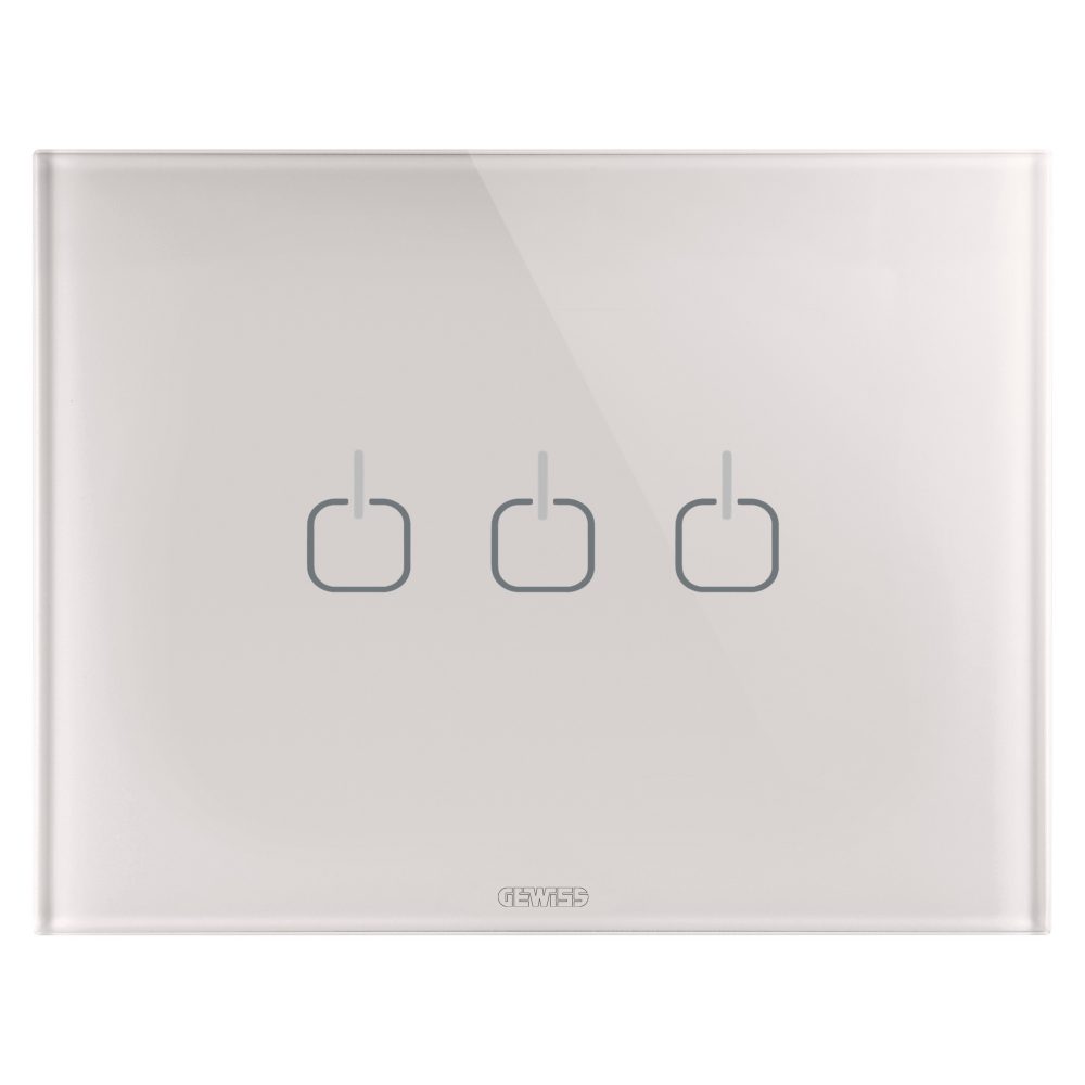 placca ice touch - in vetro - 3 simboli - natural beige - chorusmart